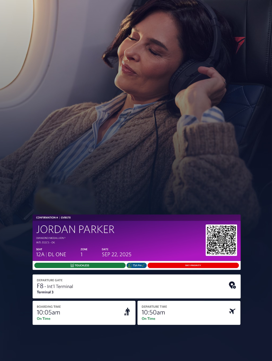 Fly Delta – palubní vstupenka